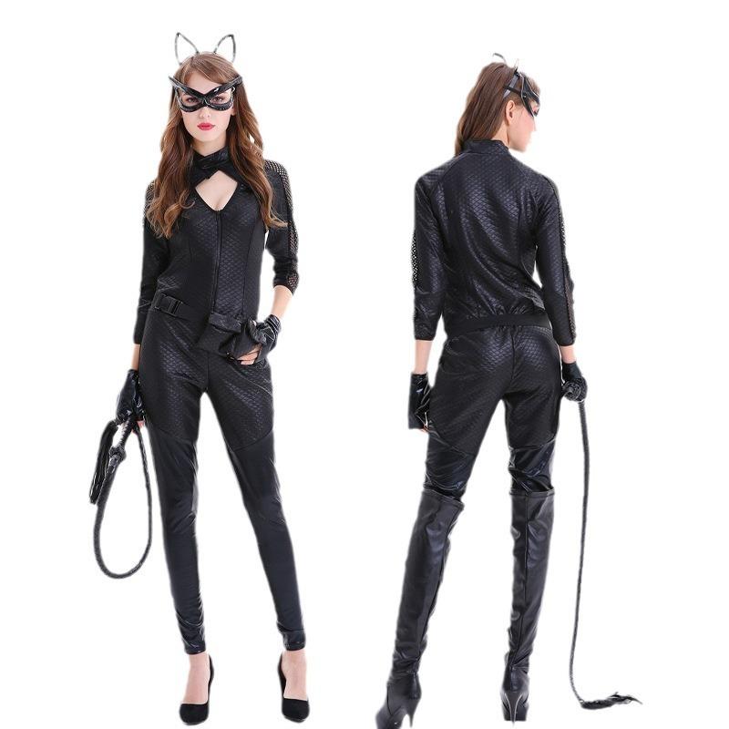 Halloween Sexy Leopard Cat Girl Uniform Onesie Black Cat Girl Party Costume