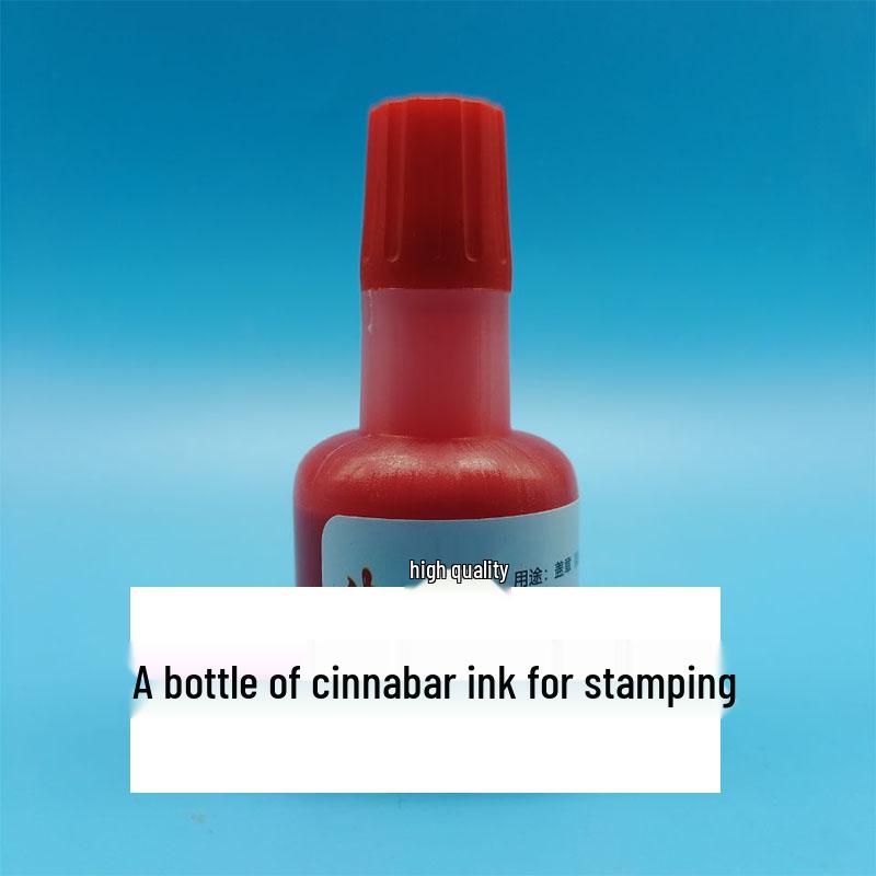 Big Red Cinnabar Vermilion Ink Stick & Liquid for Small Regular Script Sutra Writing, Imported Cinnabar Ink Pad