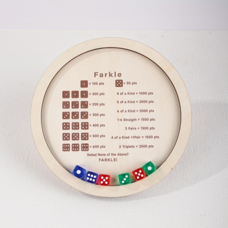 Custom Personalized Engraved Solid Wood Farkle Dice Rolling Tray, Custom Name Classic Luck Dice Game Accessory