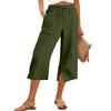 Women’s Wide Leg Cropped Pants with Drawstring Waist Relaxed Fit Lightweight Soft Fabric Casual Style