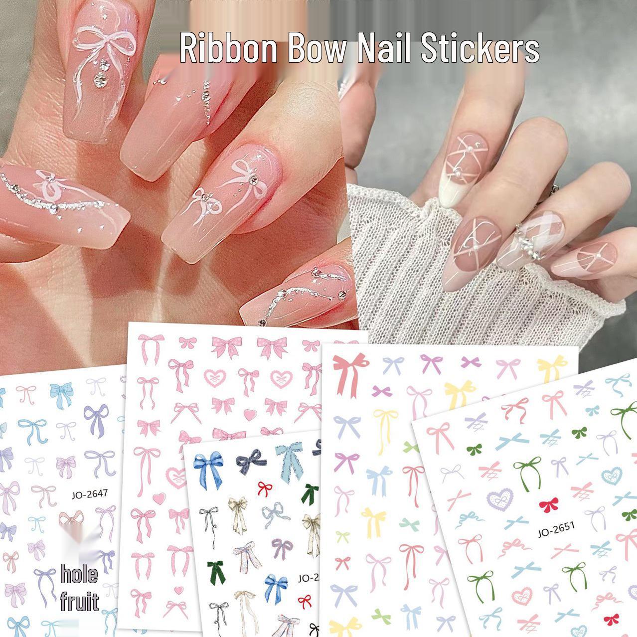 

Elegant Self-Adhesive Ribbon Bow Nail Stickers - DIY Series