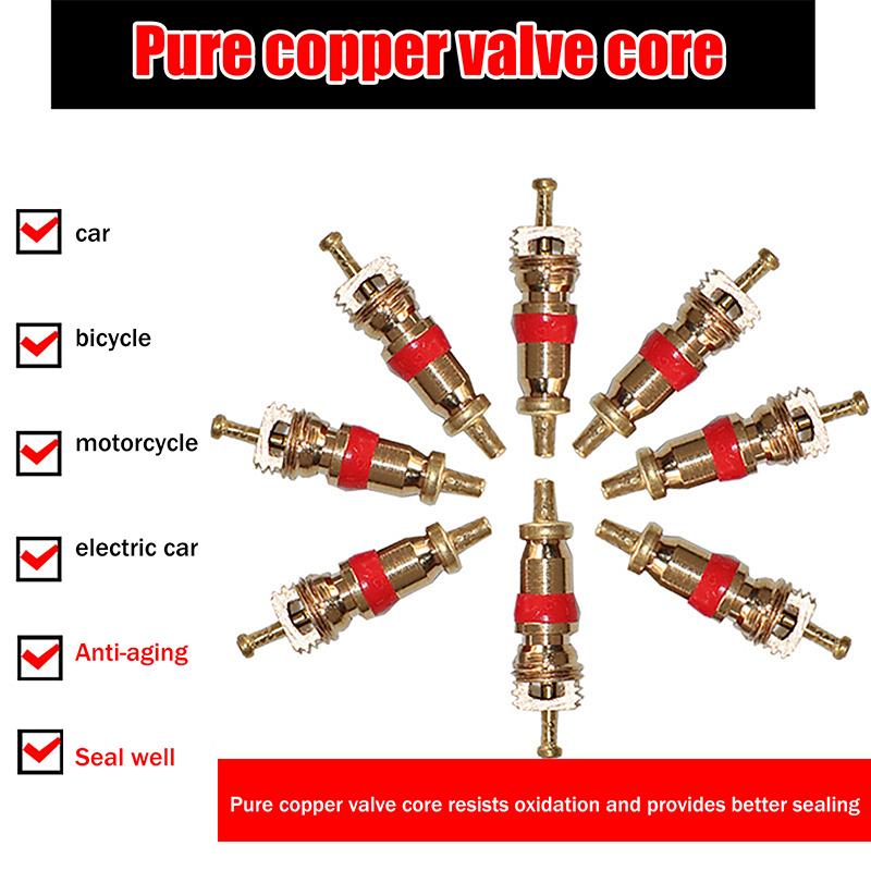 100PCS Copper Valve Core Car Motorcycle Bike Tire Valve Core US Vacuum Tyre Valve Stems Core Remover Bicycle Auto Accessories