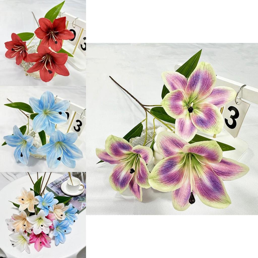 Decorative Lily Silk Flowers For Bridal Event Home Decor Photography Studio Gift For Teens