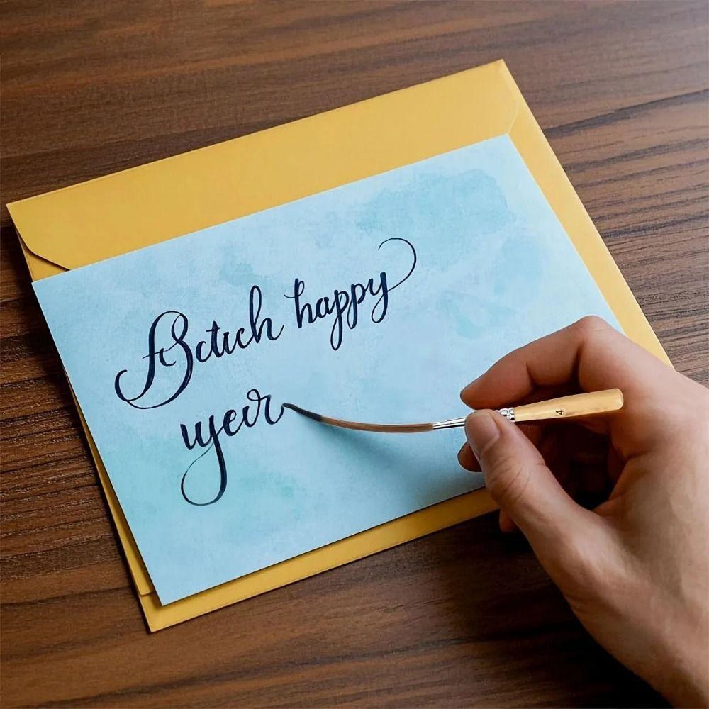 5Pcs Soft Elastic Bristles Long Line Brush Set Wood  Handle Watercolor Drawing Brushes  Marking