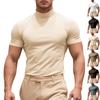 Men’s T-shirt: Summer Solid-colour Short-sleeved Fashionable Base Layer; Men’s Slim-fit High-neck Top