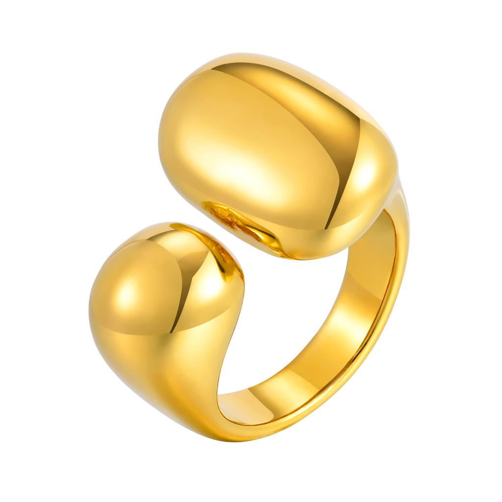 Asymmetrical Geometric Open Rings for Women, Bold Thick Gold Plated Chic Personality Chunky Rings Jewelry Stainless Steel
