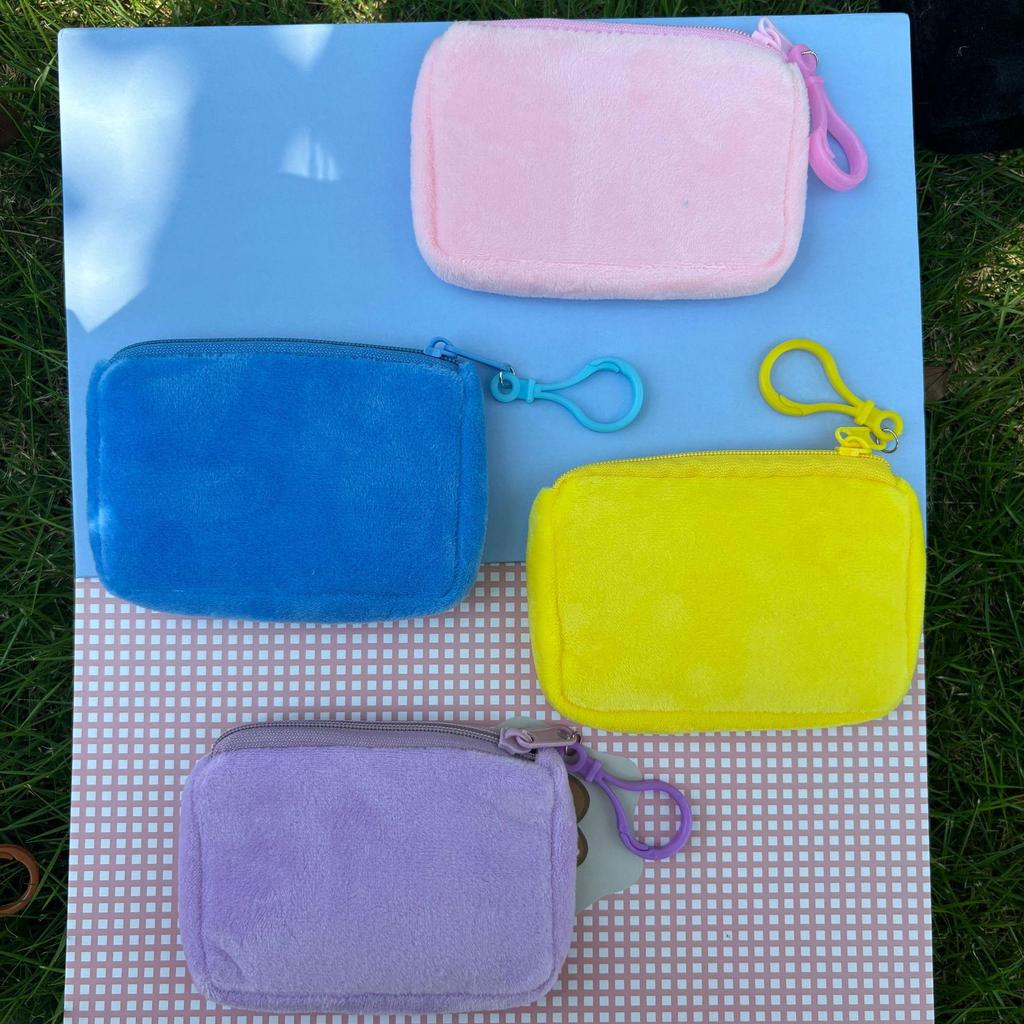 Solid Color Plush Coin Purse & Earphone Case - Cute, Simple Storage Pouch