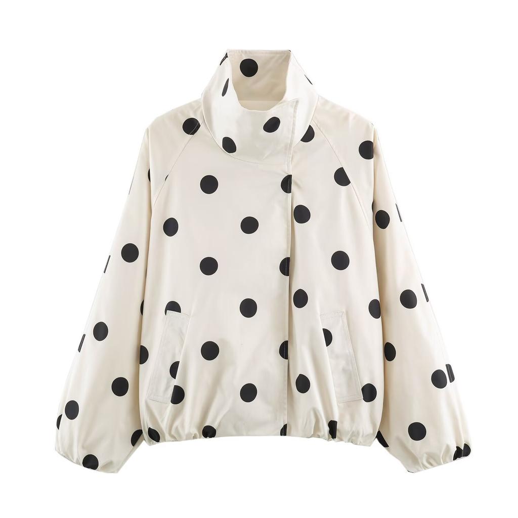 2026 Summer New Arrival: European and American Cross-border Women's Street Fashion Polka Dot Pilot Jacket W021 83089