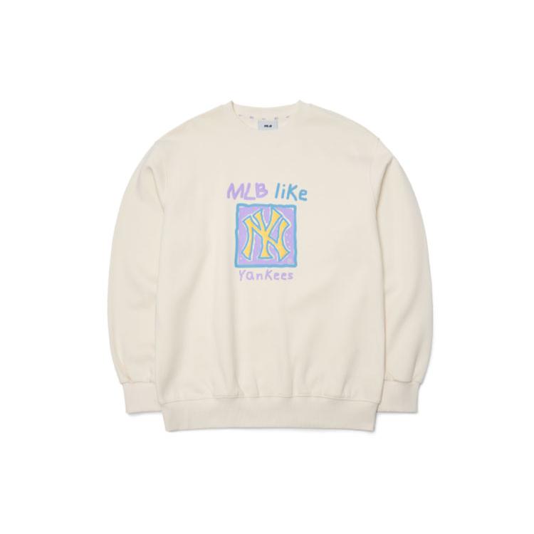 MLB New York Yankees Sweatshirts Unisex Beige Crew Neck Moderate Regular 3AMTL6116-50CRS L