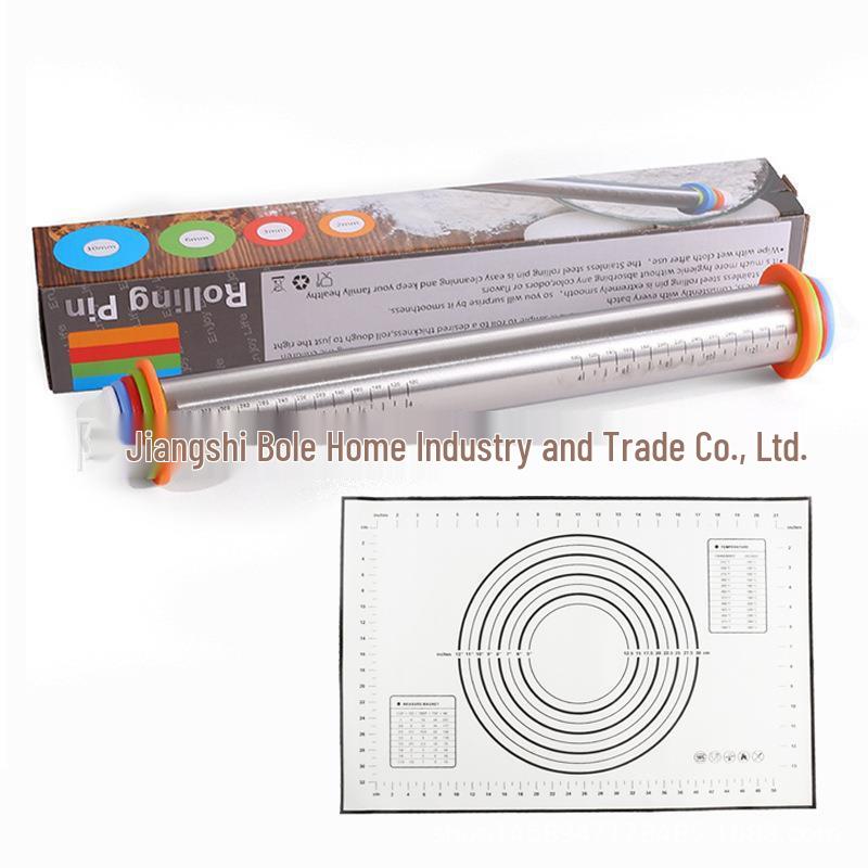 Adjustable Stainless Steel Rolling Pin & Mat Set
