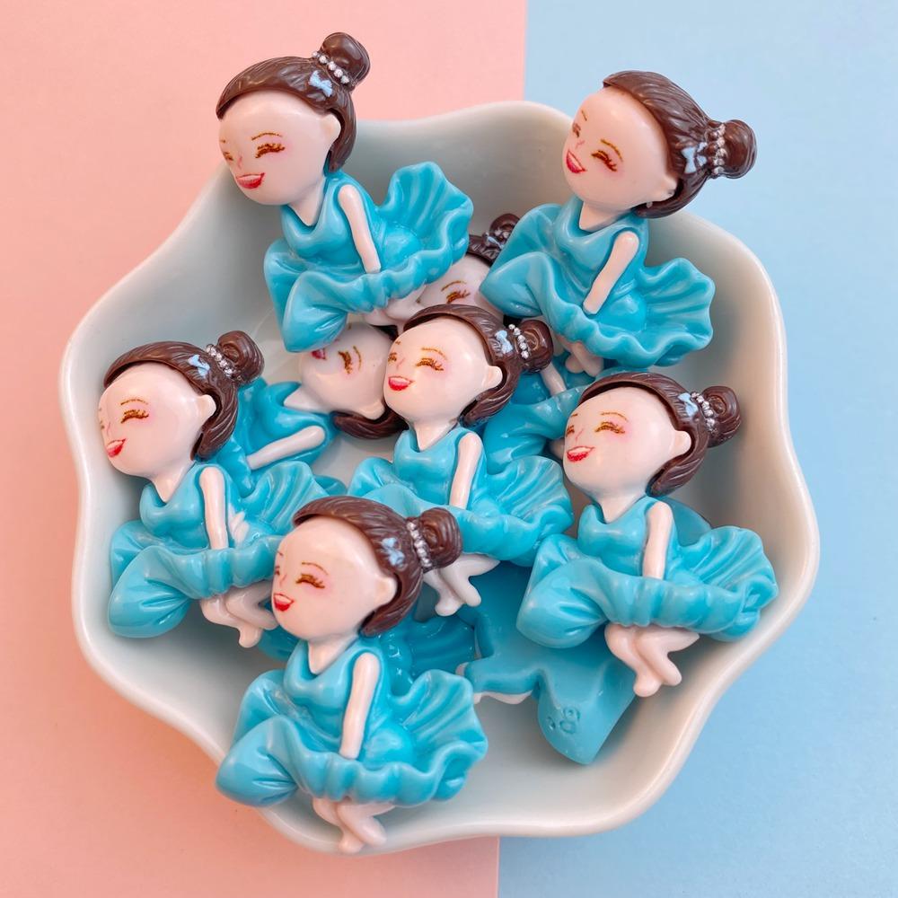 10Pcs New Cute Resin Ballet Dance Girl Series Flat Back Parts Embellishments For Hair Bows Accessories
