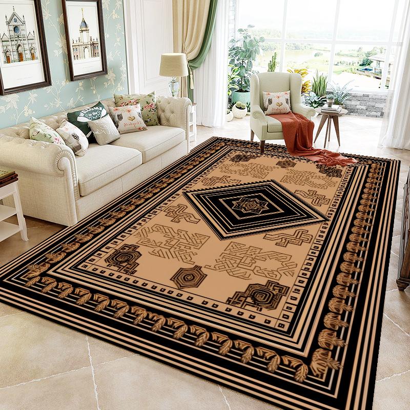 Luxury Black Frame Living Room Carpet Sofa Table Side Large Area Rug European Bedroom Decoration Rugs Hall Study Decor Floor Mat