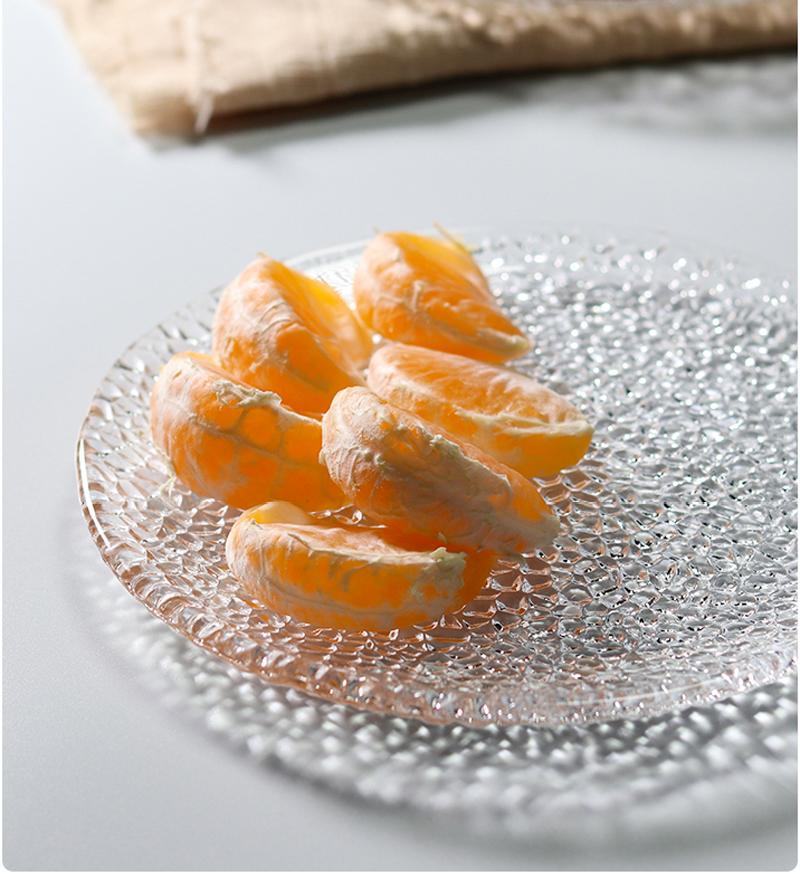 7 inch, rain-drop embossed glass cake plate, creative sushi plate, wedding fruit dessert plate, borden kitchen food dish