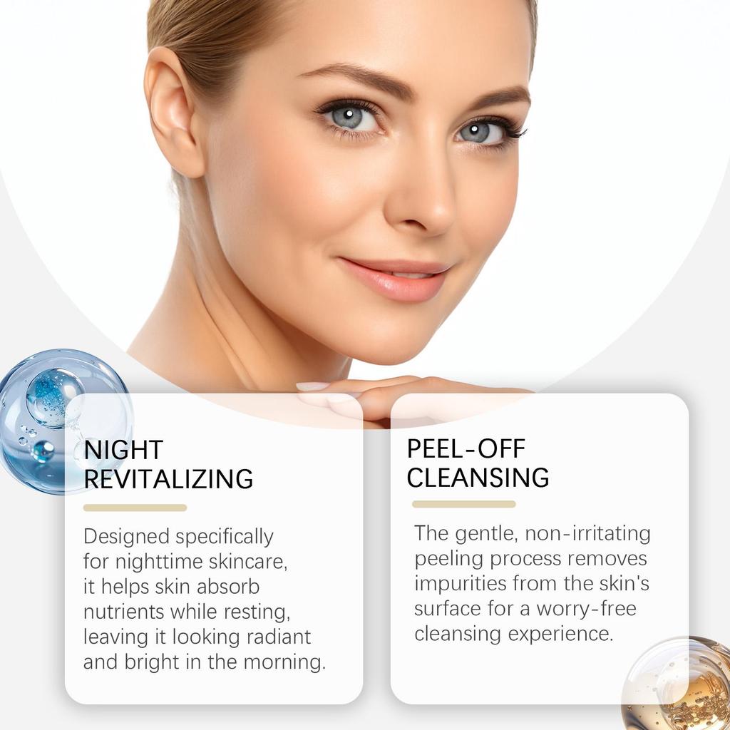 Collagen Overnight Peel Off Mask with Hyaluronic Acid Niacinamide Brightening Hydration Glow Revival Exfoliating Face Mask 75g
