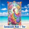 Floral Garden Theme Beach Towel Personalized Custom Name & Text Soft Quick Dry Beach Towel for Swimming Travel