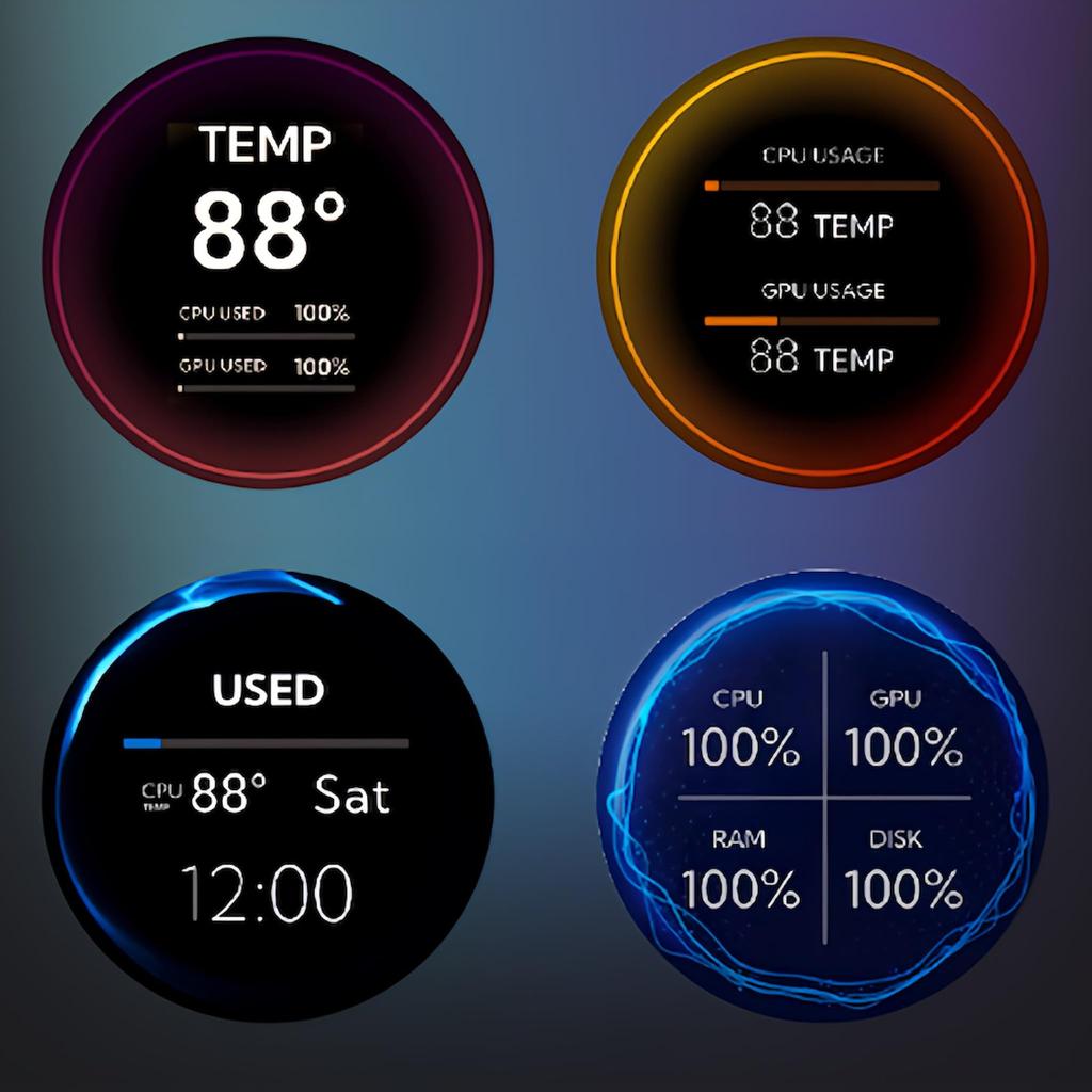 inch water cooling IPS circular screen screen 360 degree rotation wallpaper [Small Lab] 2.1 sub-screen built-in (white)