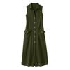 Sleeveless Button Down Shirt Dress with Front Pockets and Collared Neckline for Women Casual Loose Fit Long Dress