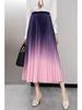Women's Gradient Pleated Midi Skirt: Classic A-Line Slimming Design for Spring & Summer