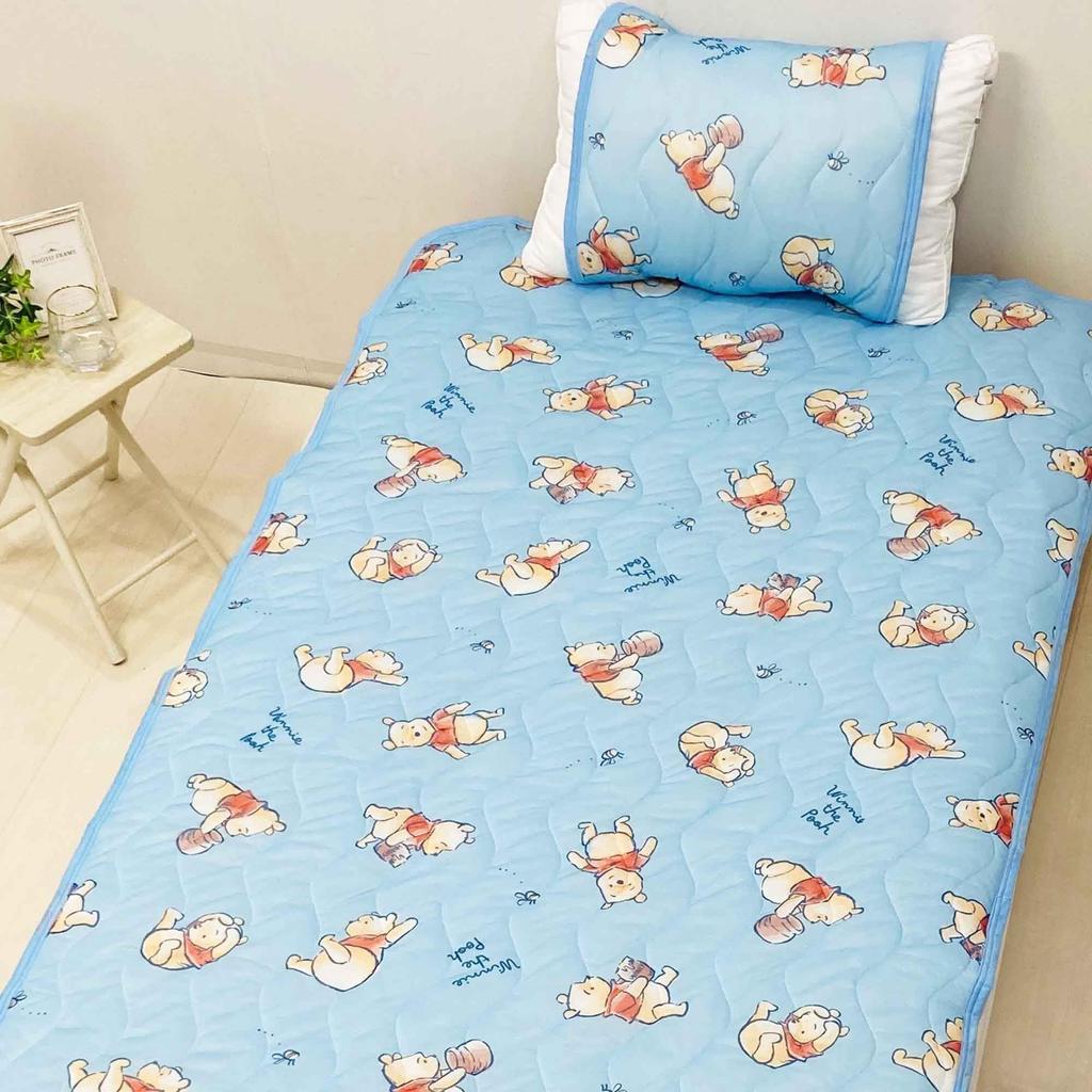 MORIPiLO Disney Cooling Mattress Single the Pooh Honey Summer Cooling Disney Morishita Pillows Pad, (Winnie Sheet), Blue, 100x200cm, Merchandise, Bed,