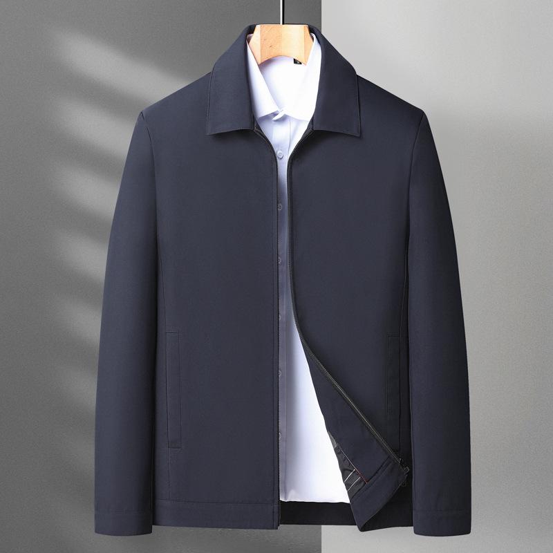 Men's Spring & Autumn Turn-Down Collar Jacket for Ages 40-80 - Stylish Business Suit for Mature Gentlemen