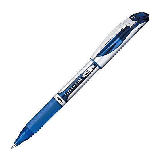 Pentel gel ink ballpoint pen Energel 0.7mm silver barrel blue ink BL57-C