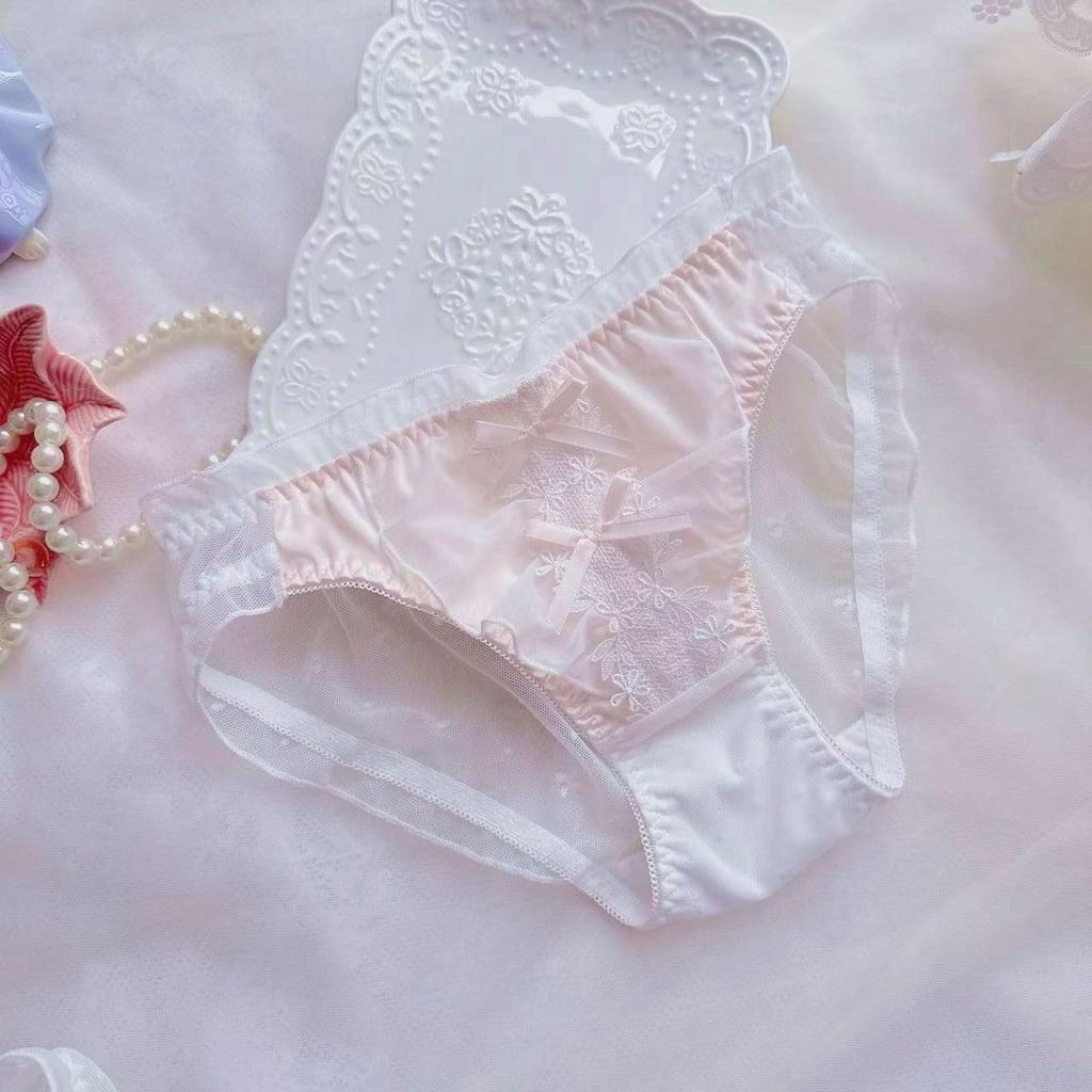 EasyTalk Sexy Embroidered Elegant Popular Faux Silk Plus Girls Und Panzer Women's Panties, Lace, Underwear, Fabric, Sheer, Seductive, Sizes, (L,