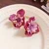 Korean Style Exaggerated Ear Pendant Oil Drip Floral Ear Studs Colorful Flower Earrings  Daily