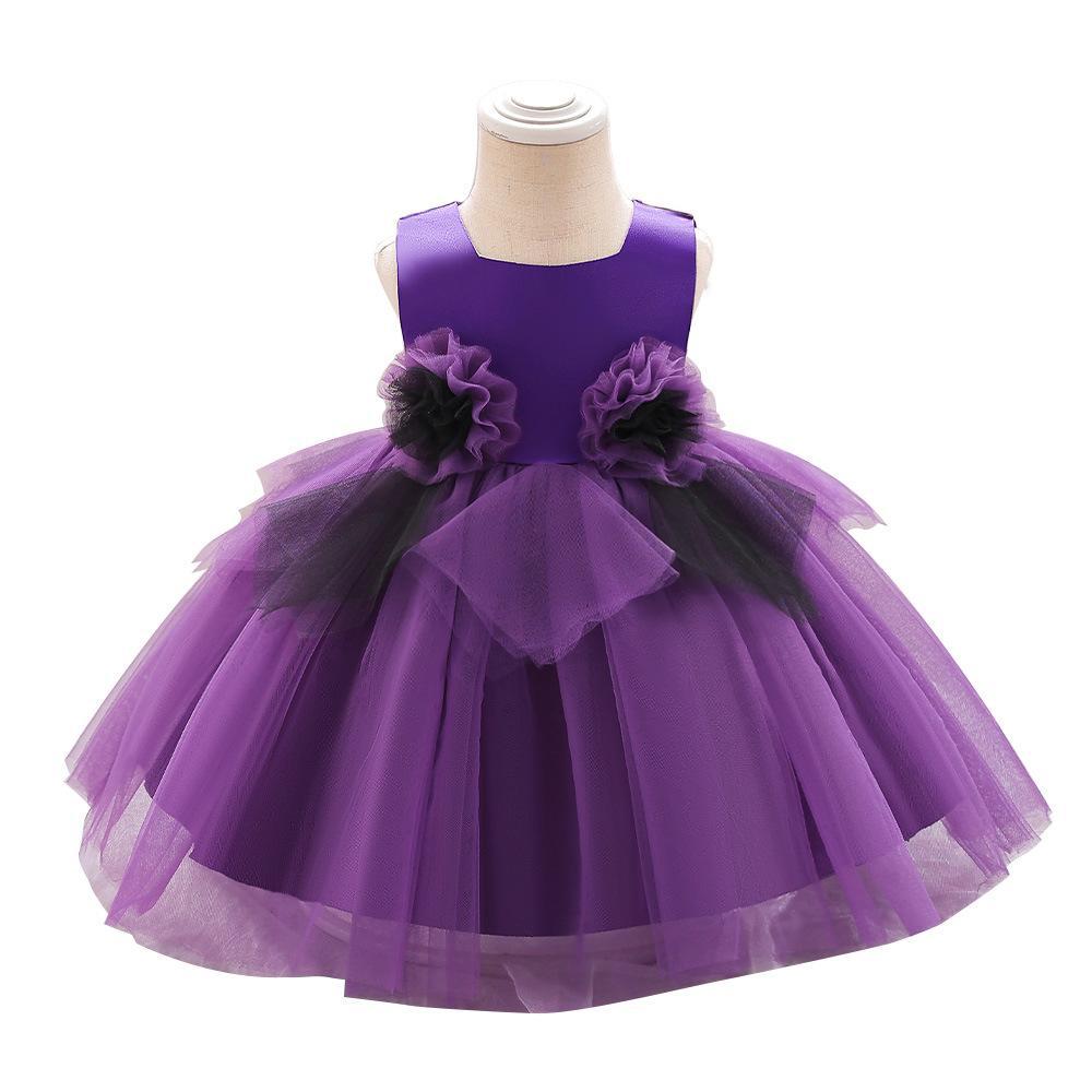 

Летнее платье для первого дня рождения для крещения, платья для новорожденных, одежда для крещения, платье-пачка принцессы с большим бантом для крещения 80 фиолетовый