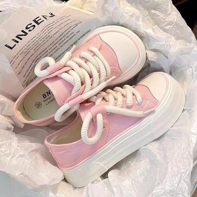 Thick-soled Two-wear Canvas Shoes Autumn New Niche Ugly Cute Big-headed Canvas Shoes Student Half-drag White Shoes Casual Shoes