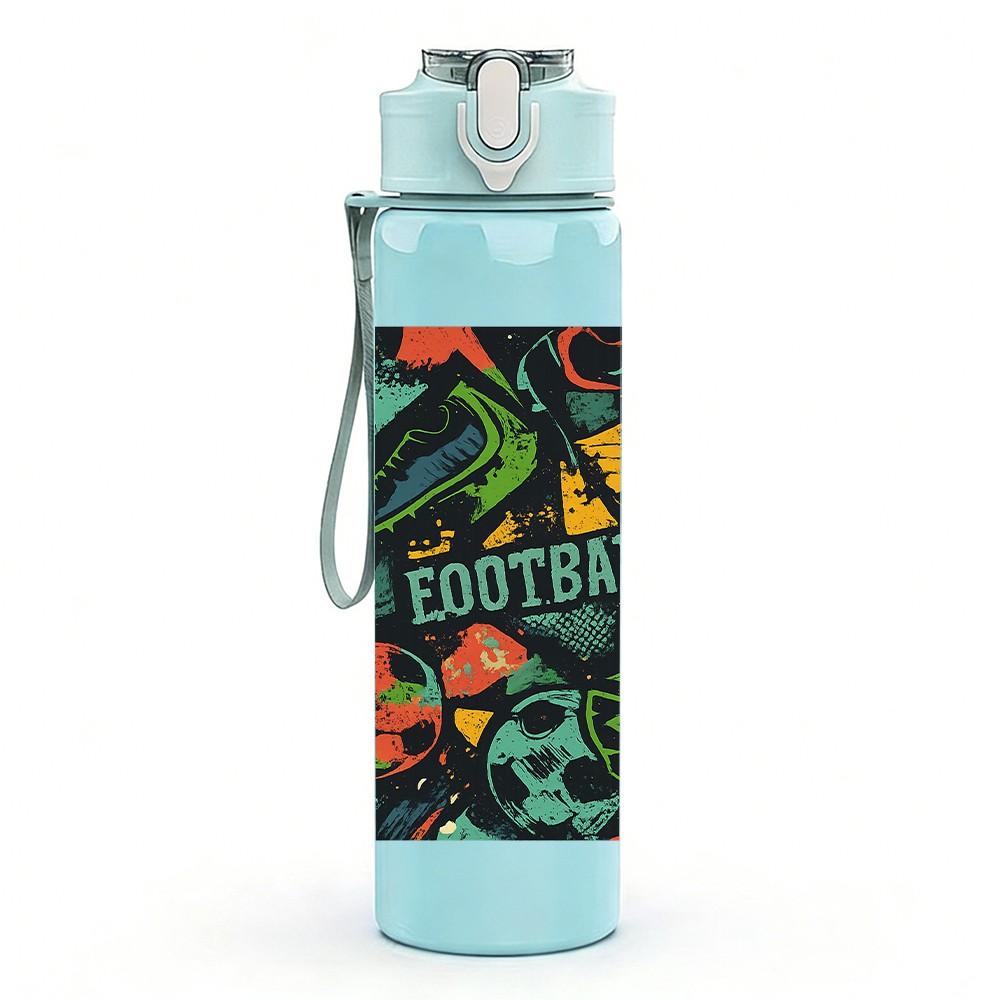 1 PZ Bottiglia Sportiva in Plastica da 750 ml con Grafica Calcio 'Goal', Senza Perdite, Tappo a Flip con Cannuccia, Adatta per Sport, Ufficio, Uso Domestico
