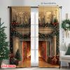 2 Stück 2D Flachdruck Frohe Weihnachten Beliebte Vorhänge Antiker Weihnachtskamin Vielseitiger Stoff Ohne Strom Feiertag