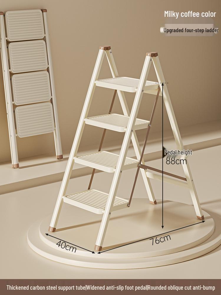 Telescopic A-Frame Folding Ladder - Indoor Multifunctional Ladder Stool with 3 or 4 Steps for Housewarming or Climbing Needs.