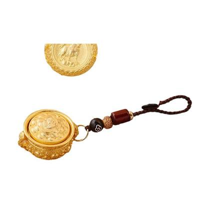 Twelve Zodiac Imitation Brass Treasure Bowl Rotating Men And Women Hanging Decoration Car Keychain Pendant