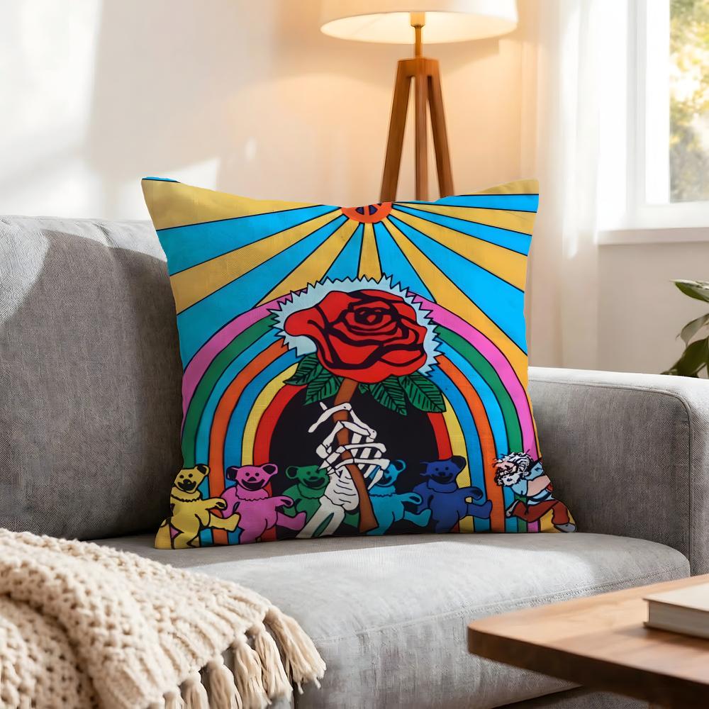 Band Grateful Dead Cushion Cover 1Pcs Decorative Covers Soft Cushion Case For Sofa Couch Decor 40X40 45X45 Pillowcases
