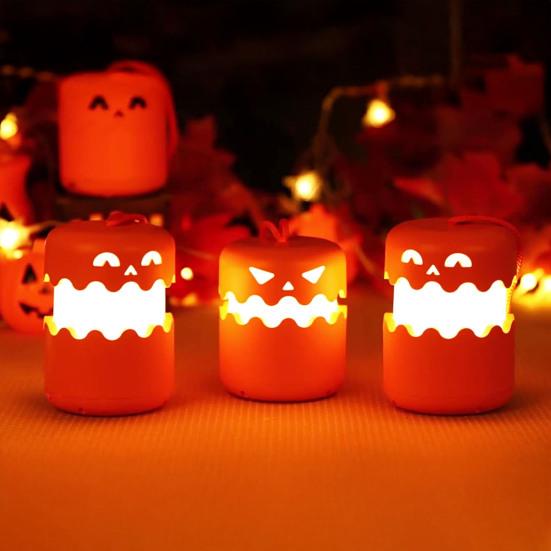 Yousheng Portable Halloween Pumpkin Lights with Lanyard LED Battery Operated Collapsible Pumpkin Lantern Mini Outdoor Camping Light for Halloween