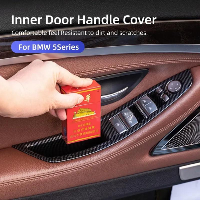 Car Door Inner Handle Panel Trim Cover Interior Protector Stickers For BMW 5 Series F10 2011-2017 LHD Carbon Fiber Accessories