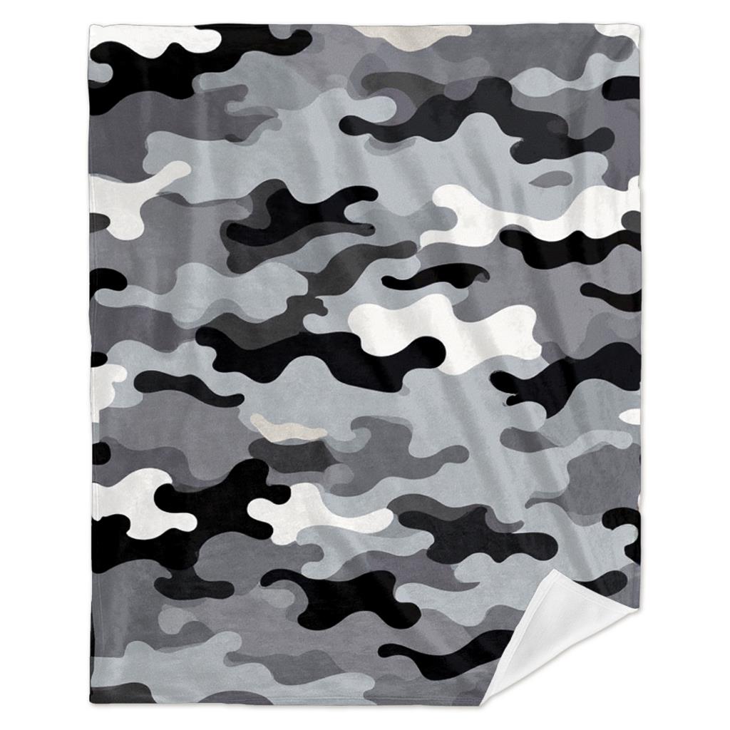 Gray Camouflage Blanket Military Style Pattern Soft Fleece Throw Cozy Home Decor Gift For Men Outdoor Enthusiasts And Soldiers