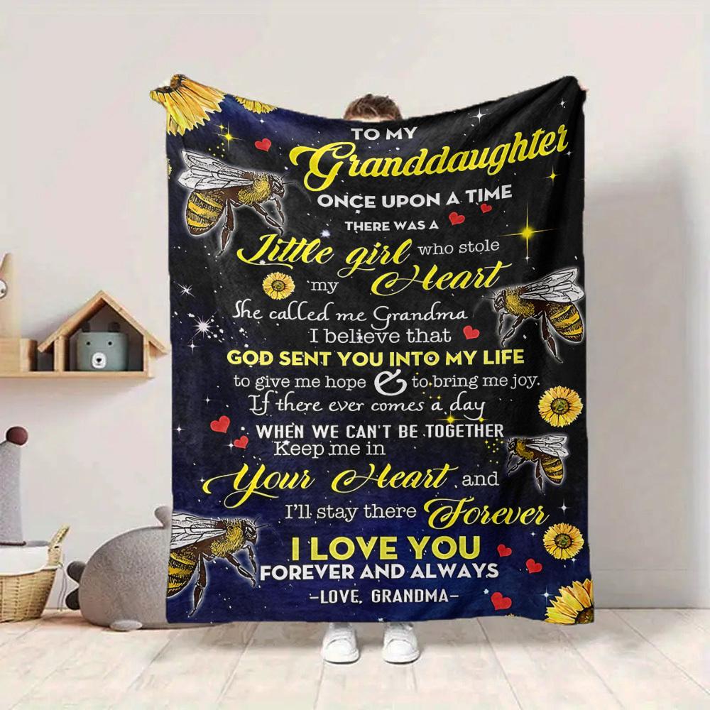 1pc Letter To Granddaughter Pattern Soft & Warm Polyester Knit Blanket, Digital Printed, All-Season Throw for Napping, Traveling, Sofa yy250906047