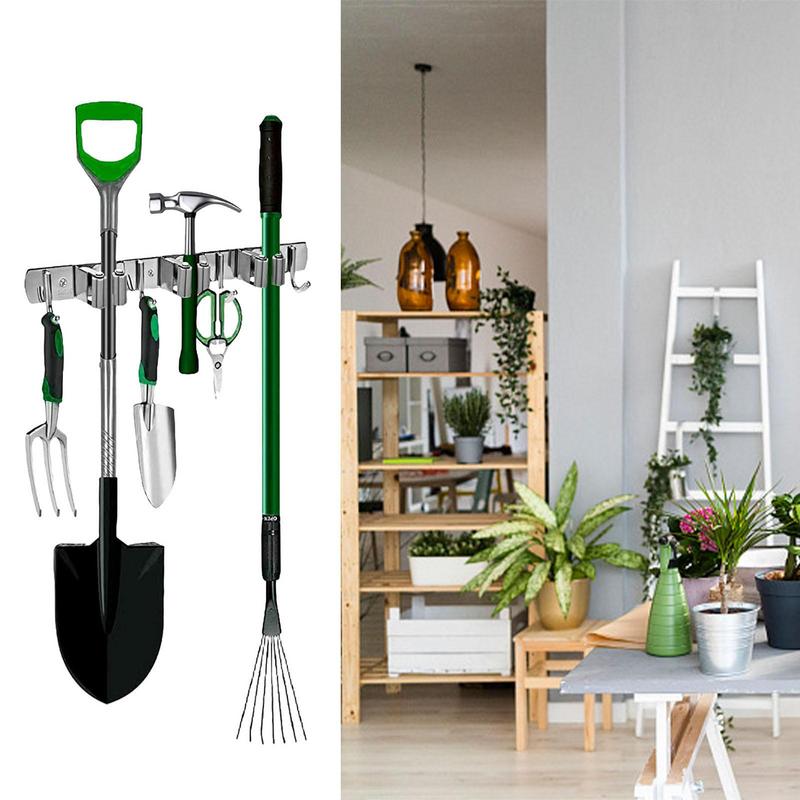 Utility Hooks For Brooms And Mops Broom Organizer Storage Tool Racks Broom Organizer Racks With 4 Hooks And 3 Slots For Closet