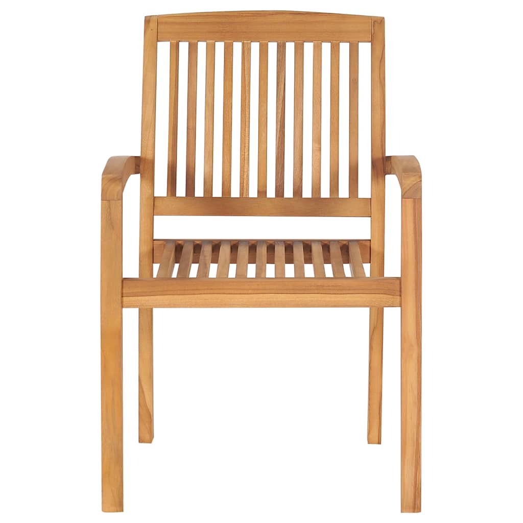 vidaXL Stapelbare Gartenstühle 4 Stk. Massivholz Teak