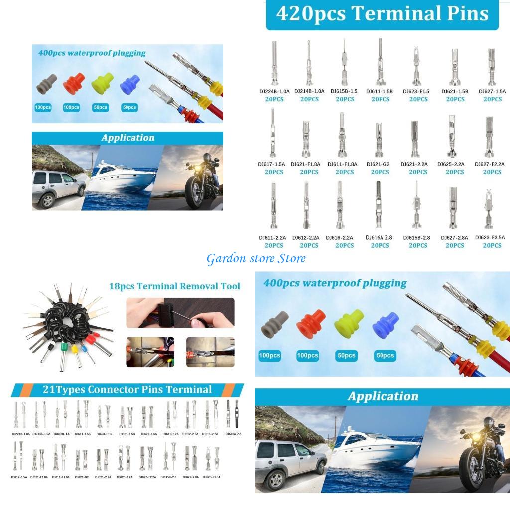 B0KB 720Pcs 1-3.5mm Car Wire Terminals Connector Pin with Terminals Removal Tool