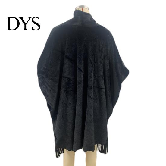Women Shawl Jacket Winter Fall Thick Fleece Fringe Tassel Hem Long Bat Sleeves Open Stitch Cardigan Knitted Fuzzy Mid Length Coat Outdoor Daily