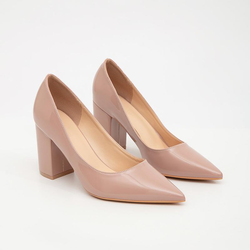 Fashion High-heeled Shoes for Women Zapatos Para Mujer 2025 Women's Pointed Shallow Mouth Shoes Fashion Chunky Heels Shoes Plus Size 43