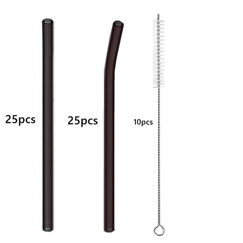 50PCS 20cm Reusable Straws Glass Drinking Straws Multi-color Eco-Friendly Straws for Cocktail Smoothies Bar Accessory Barware