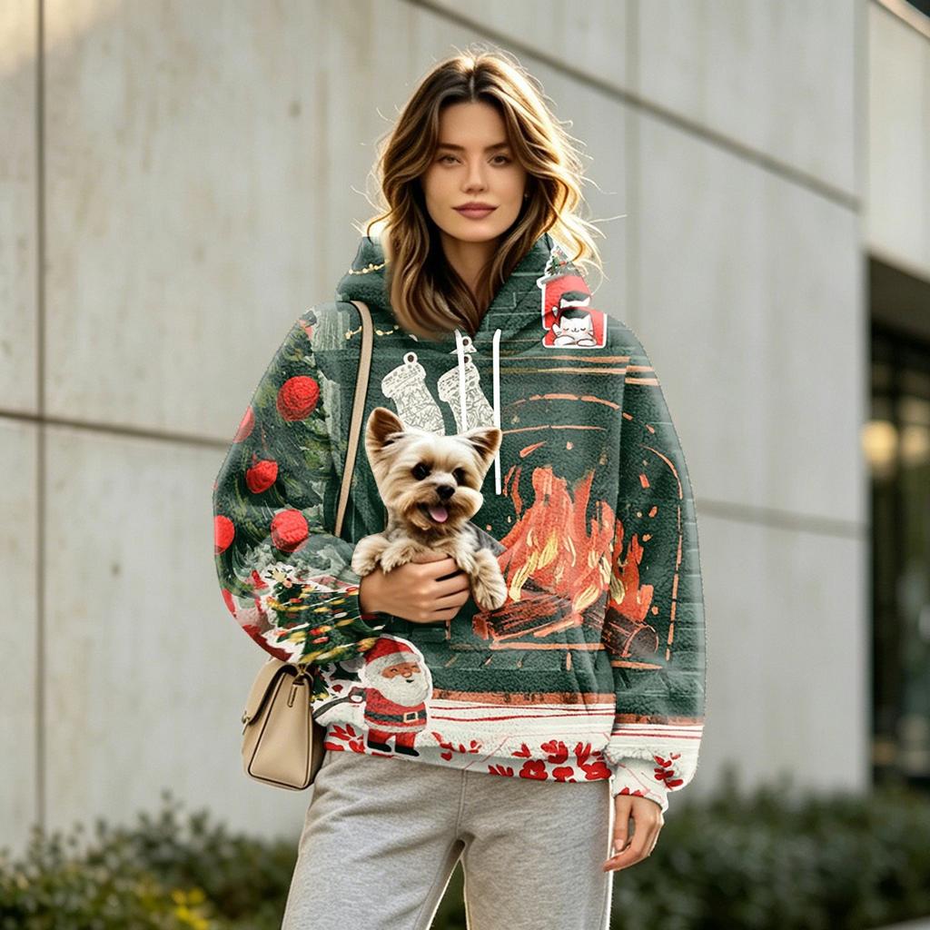 Unisex Sport-Hoodie mit Hundetasche, Langarm Pullover Sweatshirt