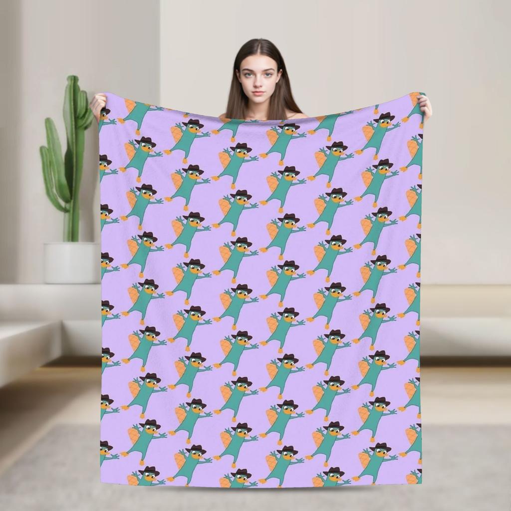 Perry the Platypus Cartoon Duck Plush Blanket Students Flannel Throw Blanket For Couch Chair Warmized Quality Bedspread