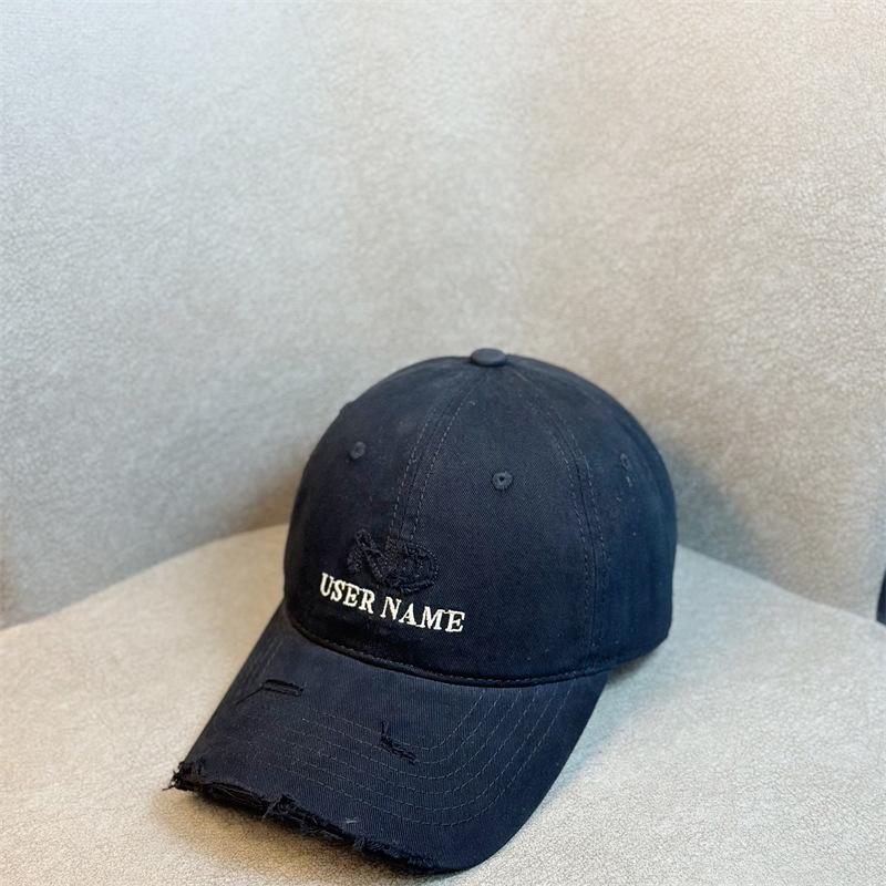 New American Baseball Cap for Men and Women Spring and Autumn Ripped Letter Embroidery Trendy Brand Casual Versatile Street Photography Couple Student