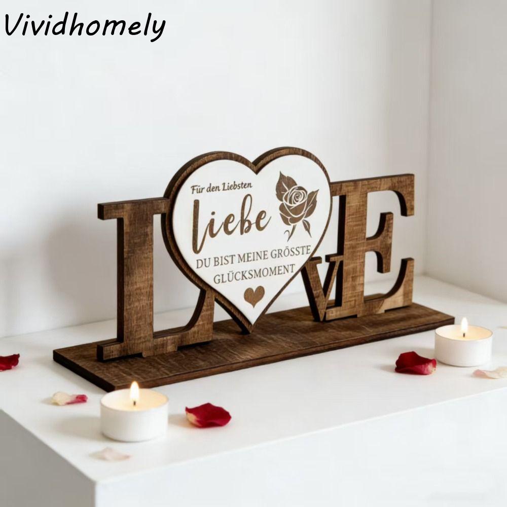 Handicraft Wooden Ornament Love Platform Commemorative Gift Wooden Letter Set Wooden Material Home Decoration Wooden Crafts