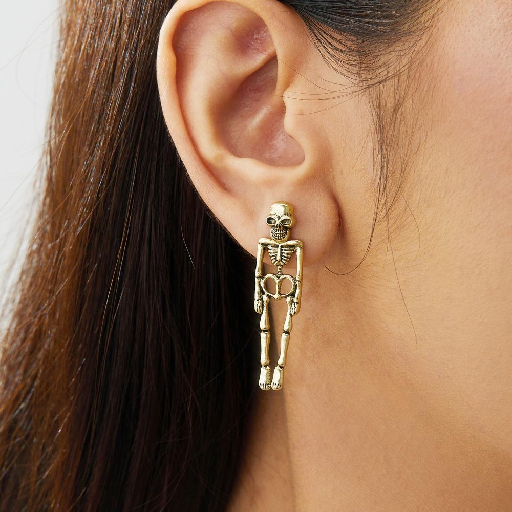 Zinc Zinc Alloy Skeleton Earrings Skull Imitation Human Bone Earrings Fashion Halloween Earrings  Accessories