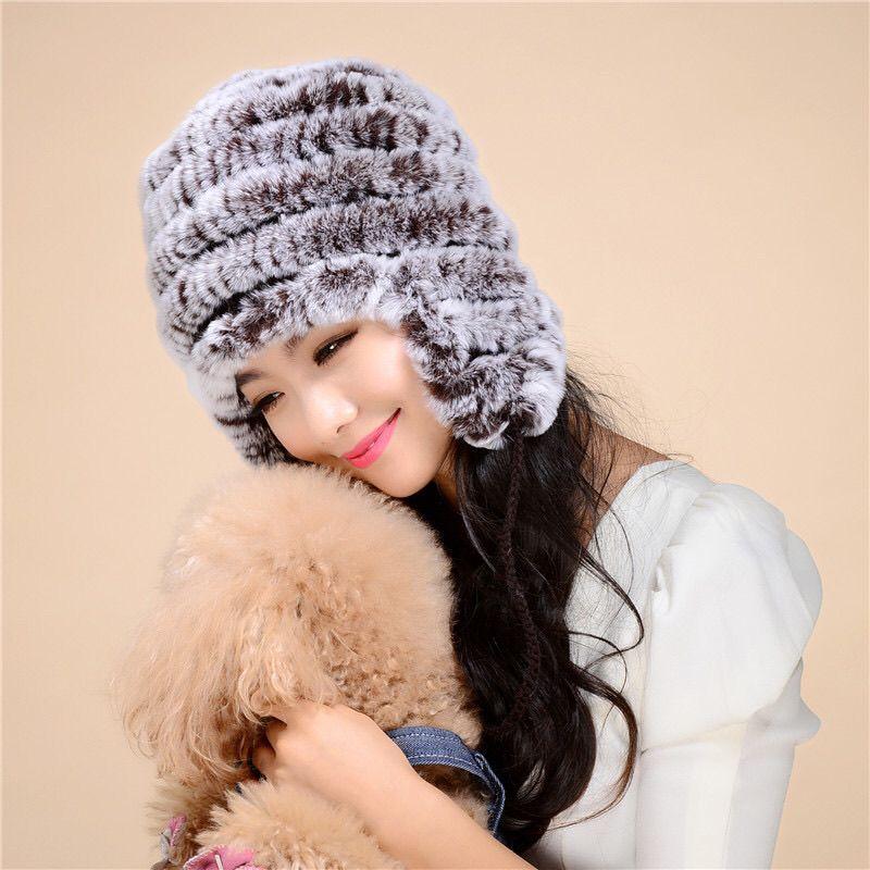 New Style Rex Rabbit Fur Earmuffs Hat Women's Winter Cold-proof Fashionable Fur Hat Women's Winter Thick Warm Lei Feng Hat